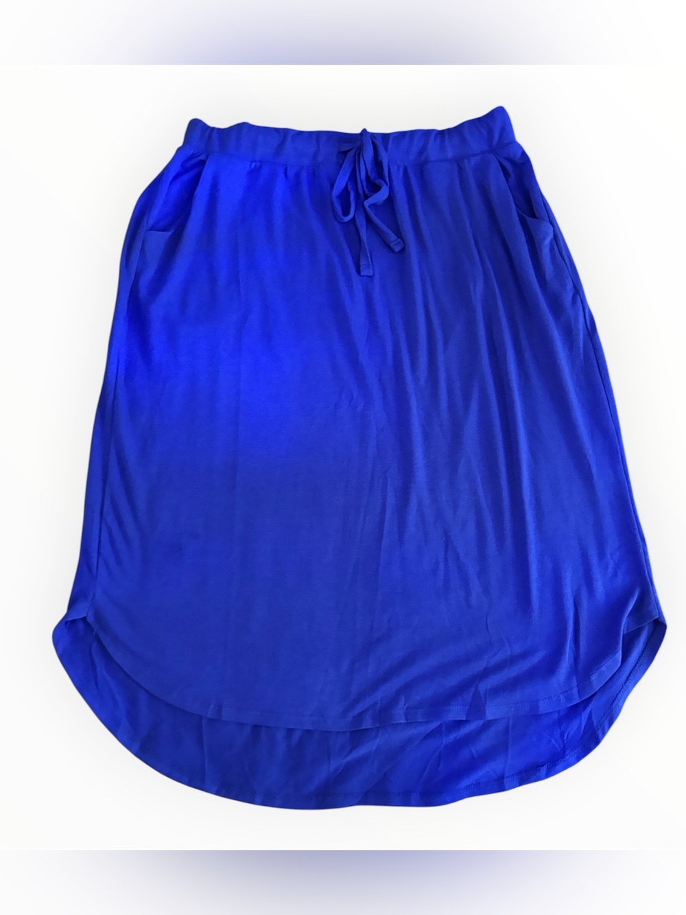 Flowy Zenana Outfitters High-Low Drawstring Summer Skirt in Royal Blue | Size XL